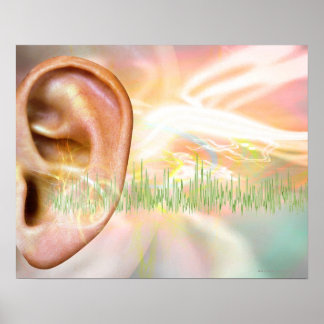 Tinnitus, konceptuell datorgrafik. poster