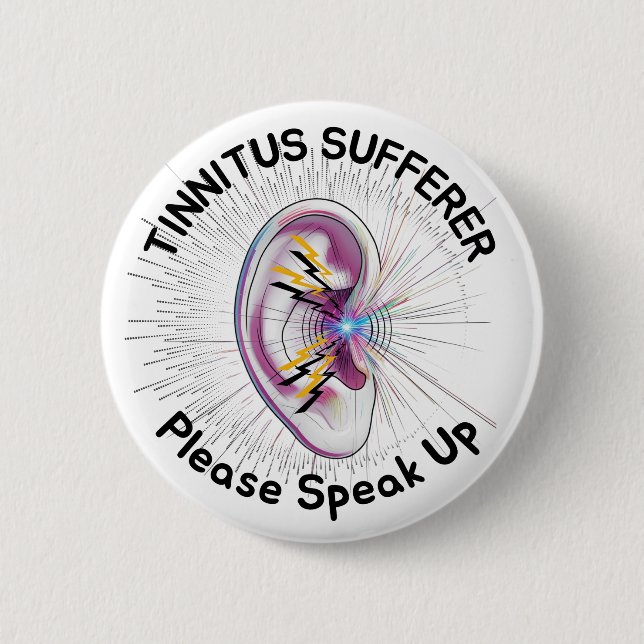Tinnitus sufferer, please speak up knapp (Framsida)