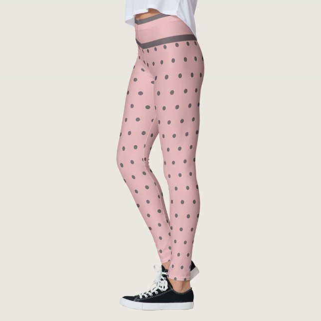 Tinny Polka dots Rosa Grått Leggings (Vänster)