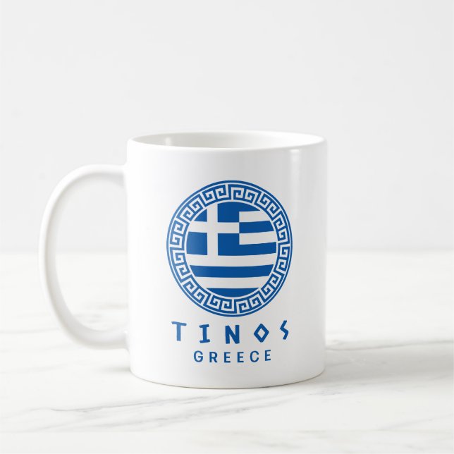 Tinos and Flagga of Greece Kaffemugg (Vänster)