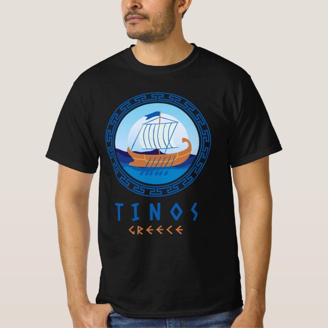 Tinos, Greklands grekiska Frakt Design Manar T Shirt (Framsida)
