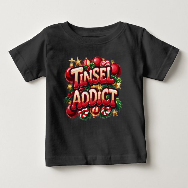 Tinsel Addict Roligt T Shirt (Framsida)