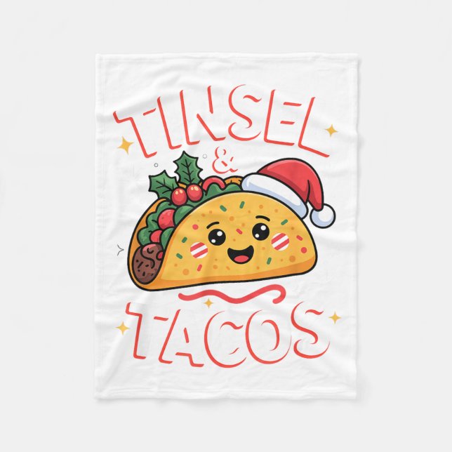 Tinsel And Tacos Cute Christmas Mexican Food Fun  Fleecefilt (Framsidan)
