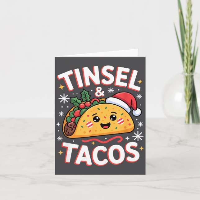 Tinsel And Tacos Cute Christmas Mexican Food Fun  Kort (Framsida)