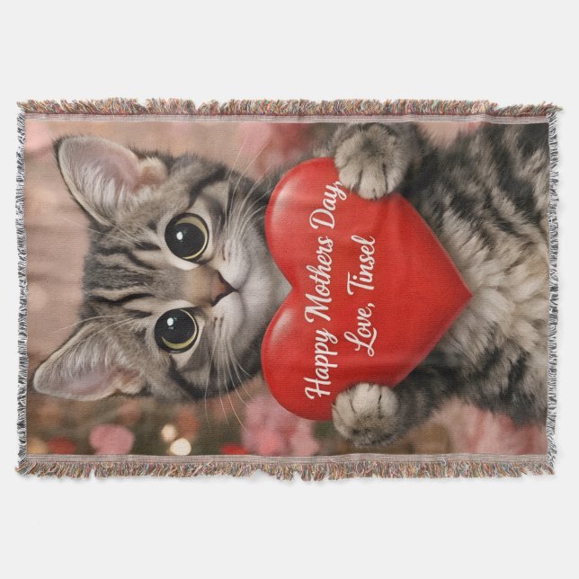Tinsel "Glad mors dag Hjärtunge T-Shirt Filt (Framsidan)