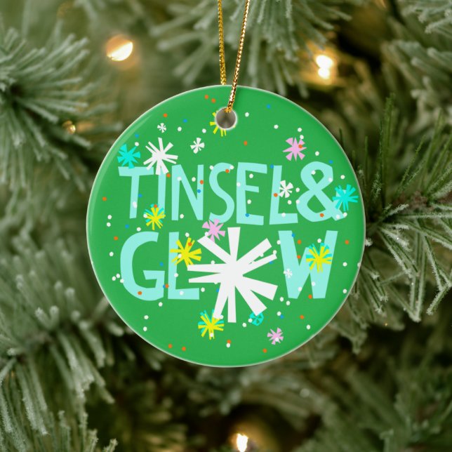 Tinsel & glöd julgransprydnad keramik (Träd)