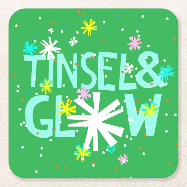 Tinsel & glöd underlägg papper kvadrat (Framsidan)