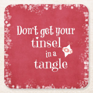 Tinsel i en julklapp underlägg papper kvadrat