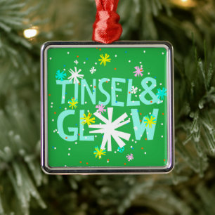 Tinsel och glöd julgransprydnad metall