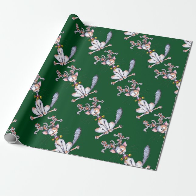 Tinsel Tangled jul Cat Presentpapper (Utrullad)