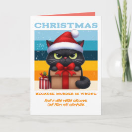 Tinsel Tide Funny Cat Retro Christmas Photo Helgkort