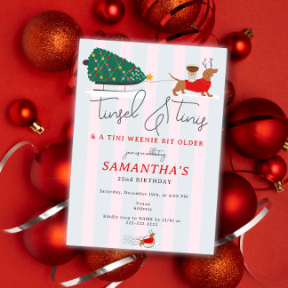 Tinsel & Tinis Tini Weenie Bit Christmas Birthday Inbjudningar