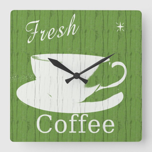 Tintable Rustic Coffee Clock Fyrkantig Klocka (Framsida)