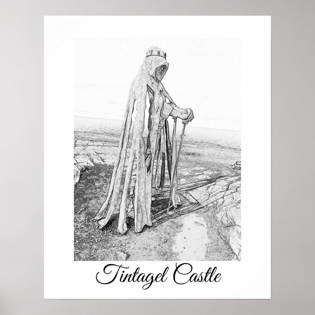 Tintel Kung Arthur Monument Cornwall Poster (Framsidan)