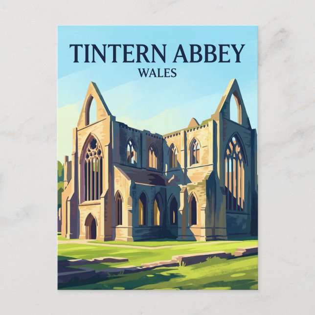Tintern Abbey Wales Vykort (Framsida)