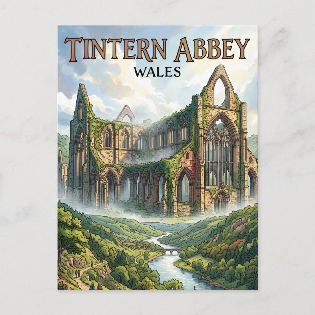 Tintern Abbey Wales Vykort (Framsida)