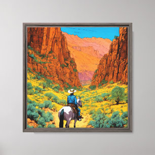 Tintin-Inspired Cowboy Kopparcanyon Scene Canvastryck