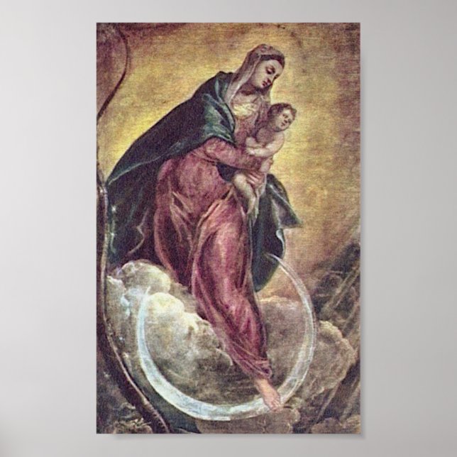 Tintoretto Crescent Måne Madonna Maria Apocalypse Poster (Framsidan)