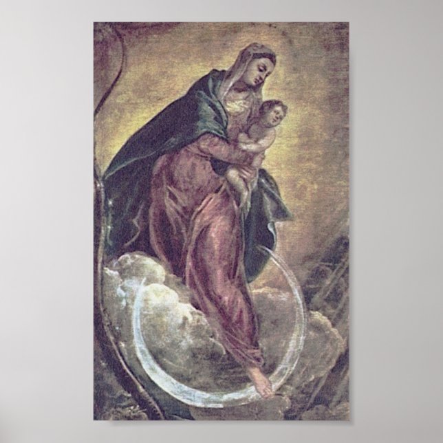 Tintoretto Crescent Måne Madonna Maria Apocalypse Poster (Framsidan)