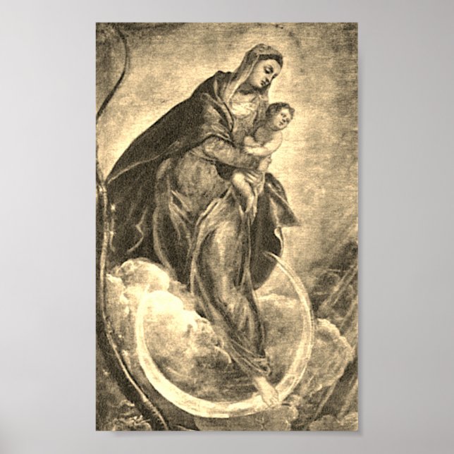 Tintoretto Crescent Måne Madonna Maria Apocalypse Poster (Framsidan)