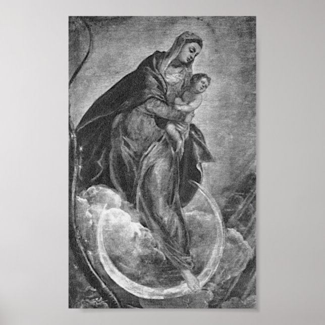 Tintoretto Crescent Måne Madonna Maria Apocalypse Poster (Framsidan)