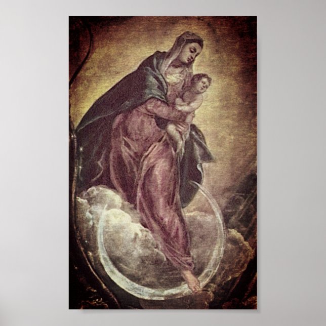 Tintoretto Crescent Måne Madonna Maria Apocalypse Poster (Framsidan)