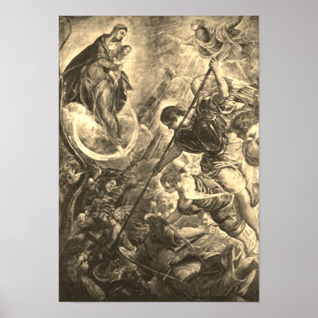 Tintoretto - Kampf des Erzengels Michael mit Satan Poster (Framsidan)