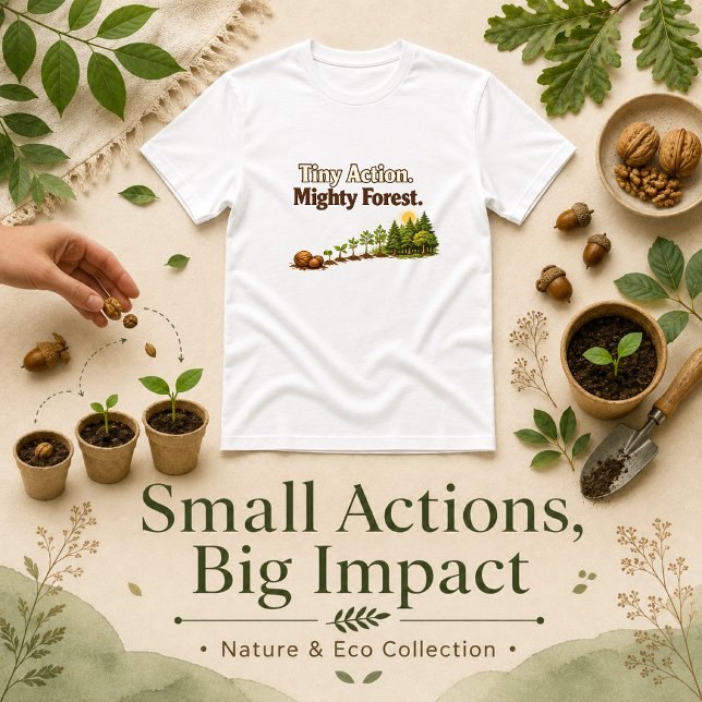 Tiny Action Mighty Forest-citat T Shirt (Skapare uppladdad)