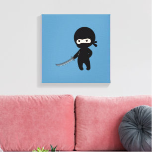 Tiny Arg Ninja on Blue Canvastryck