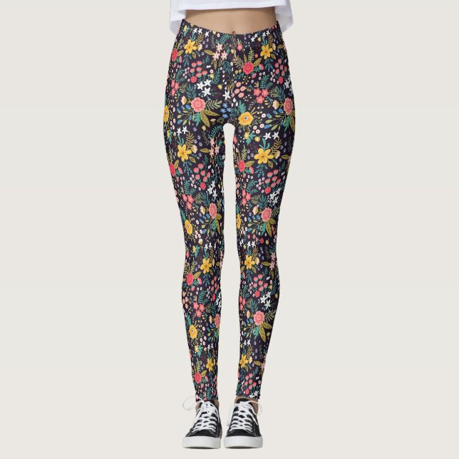 Tiny Blommor mönster Leggings (Framsida)