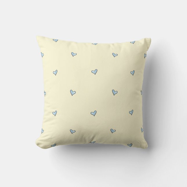 Tiny Blue Heart Print Nursery Throw Pillow Kudde (Framsida)