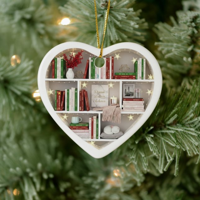 Tiny Book Shelves Christmas Red & Green 2Dprint Julgransprydnad Keramik (Träd)