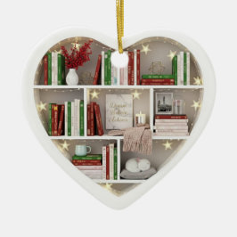 Tiny Book Shelves Christmas Red & Green 2Dprint Julgransprydnad Keramik