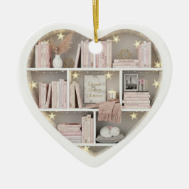 Tiny Book Shelves Pink Bookshelf 2Dprint Books Julgransprydnad Keramik