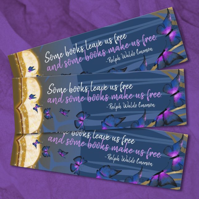 Tiny Bookmark, Misty Forest, Butterflies Mini Visitkort (blue purple book marks gifts for birthday guests party favors for girls birthday)