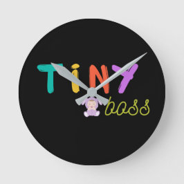 Tiny Boss Söt Kanin Baby Färgrik Vägg för Barnkamm Rund Klocka