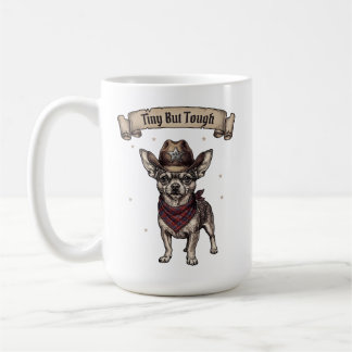 Tiny But Tough Chihuahua Cowboy - Västerländsk Hun Kaffemugg