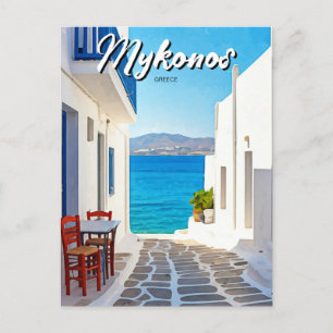 Tiny Cafe Mykonos Greece Cyclades Travel Vykort