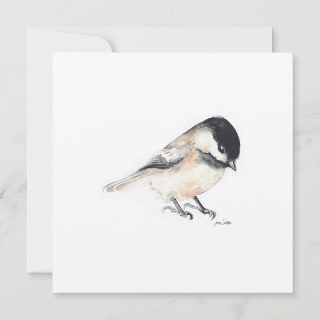 Tiny Chickadee Painting Watercolor Julkort (Framsida)