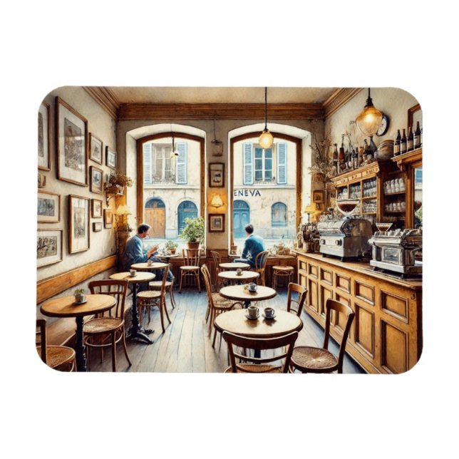 Tiny Coffeeshop i Genève i Schweiz Magnet (Horisontell)