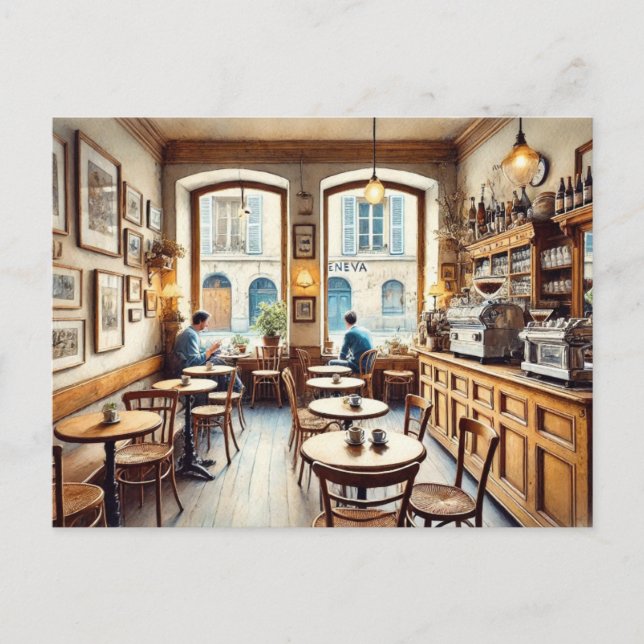 Tiny Coffeeshop i Genève i Schweiz Vykort (Framsida)
