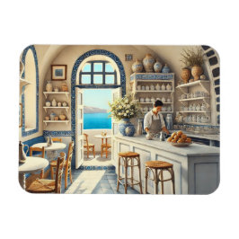 Tiny Coffeeshop i Santorini Magnet