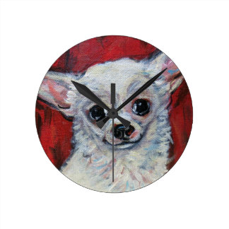 Tiny Cute Chihuahua Smile Rund Klocka
