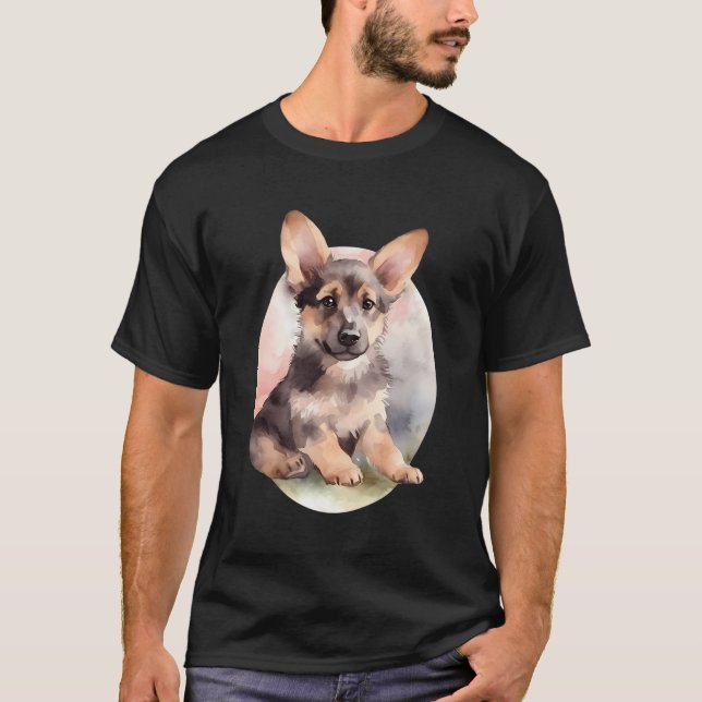 Tiny Cute German Shepherd Hund Gsd Puppy T Shirt (Framsida)