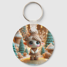 Tiny Cute Gren Clay Elf Nyckelring