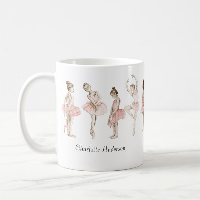 Tiny Dancer Ballerina Pink Girls Birthday Kaffemugg (Vänster)