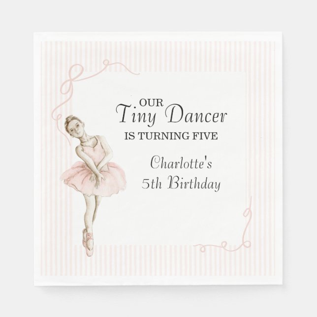 Tiny Dancer Ballerina Pink Girls Birthday Pappersservett (Framsidan)