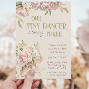 Tiny Dancer Ballet Tredje födelsedagen Inbjudningar