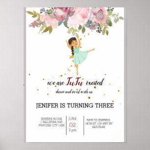 Tiny Dancer Födelsedagsfest av Rosa Blommigt Bal Poster