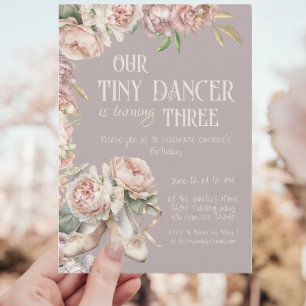 Tiny Dancer Lila Ballerina Birthday Inbjudningar